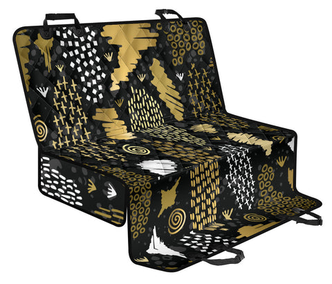 Image of Golden Boho Tribal Pattern Car Back Seat Pet Covers, Seat Protectors, Abstract