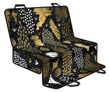 Golden Boho Tribal Pattern Car Back Seat Pet Covers, Seat Protectors, Abstract