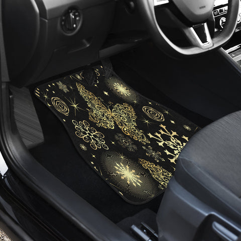 Image of Gold butterflies snowflakes Car Mats Back/Front, Floor Mats Set, Car Accessories