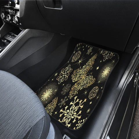Image of Gold butterflies snowflakes Car Mats Back/Front, Floor Mats Set, Car Accessories