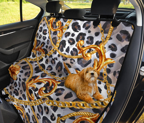 Image of Abstract Leopard Pattern & Gold Chain Car Back Seat Pet Covers, Seat Protectors, Unique Car Accessories
