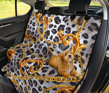 Abstract Leopard Pattern & Gold Chain Car Back Seat Pet Covers, Seat Protectors, Unique Car Accessories