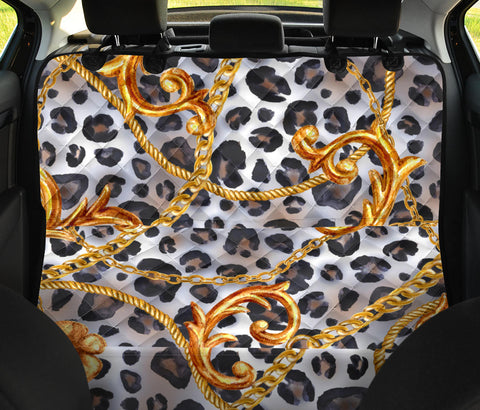 Image of Abstract Leopard Pattern & Gold Chain Car Back Seat Pet Covers, Seat Protectors,