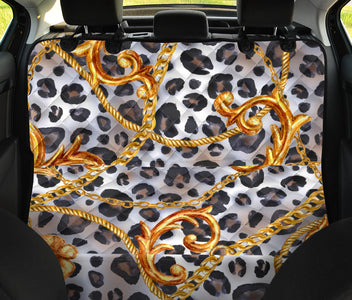 Abstract Leopard Pattern & Gold Chain Car Back Seat Pet Covers, Seat Protectors,