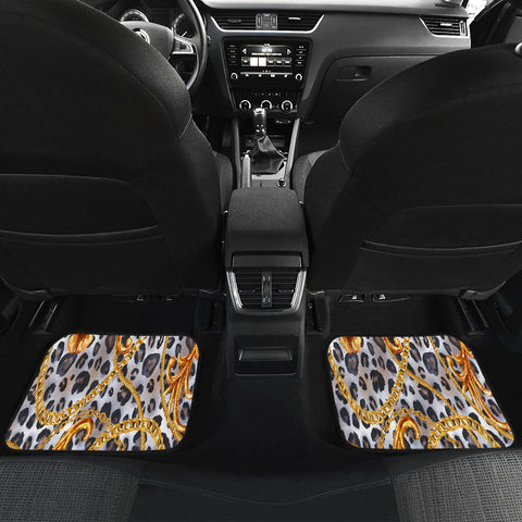 Image of Gold chain Abstract leopard pattern Car Mats Back/Front, Floor Mats Set, Car