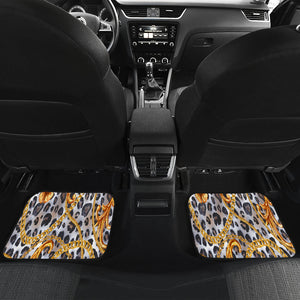 Gold chain Abstract leopard pattern Car Mats Back/Front, Floor Mats Set, Car