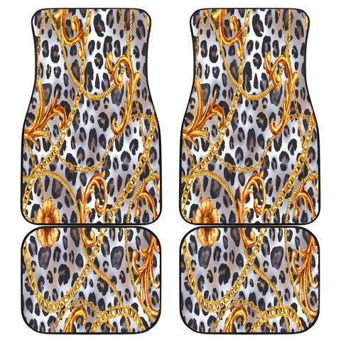 Image of Gold chain Abstract leopard pattern Car Mats Back/Front, Floor Mats Set, Car