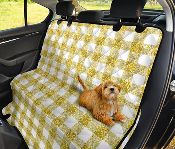 Gold Plaid Pattern Car Back Seat Pet Covers, Abstract Art Seat Protectors,