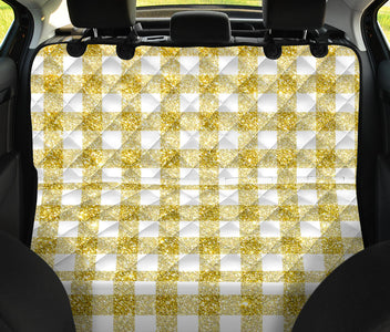 Gold Plaid Pattern Car Back Seat Pet Covers, Abstract Art Seat Protectors,
