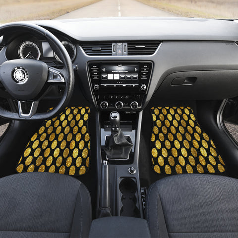 Image of Gold Polka dots Car Mats Back/Front, Floor Mats Set, Car Accessories