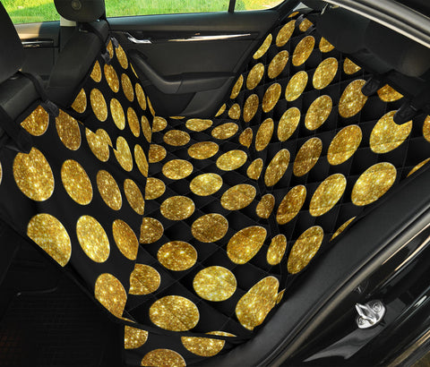 Image of Golden Polka Dots Design Backseat Pet Covers, Abstract Art Car Accessories, Durable Seat Protectors
