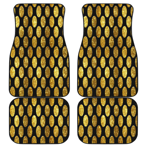 Image of Gold Polka dots Car Mats Back/Front, Floor Mats Set, Car Accessories