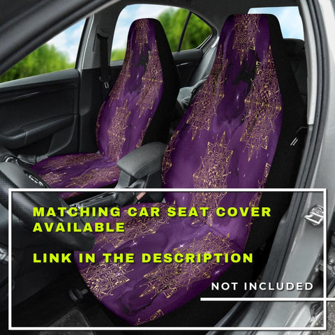 Image of Gold & Purple Space Mandalas Car Seat Covers, Abstract Art Inspired Backseat Pet