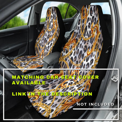 Image of Abstract Leopard Pattern & Gold Chain Car Back Seat Pet Covers, Seat Protectors,