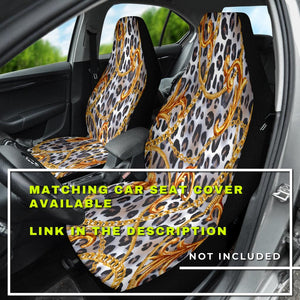 Abstract Leopard Pattern & Gold Chain Car Back Seat Pet Covers, Seat Protectors, Unique Car Accessories