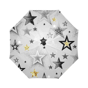 Golden Foil Stars Auto-Foldable Umbrella (Model U04)
