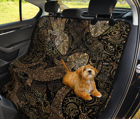 Image of Brown Lizard Themed Car Back Seat Covers, Abstract Art Inspired Pet Protectors, Unique Car Accessories