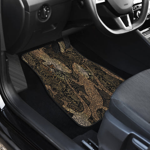 Image of Brown Lizzard Car Mats Back/Front, Floor Mats Set, Car Accessories