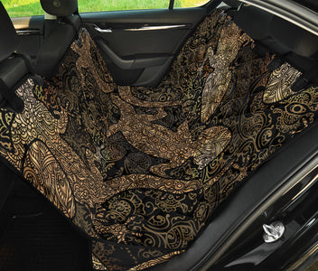 Brown Lizard Themed Car Back Seat Covers, Abstract Art Inspired Pet Protectors,
