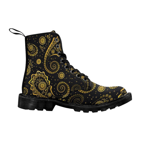 Image of Golden Paisley Background Ornemental Womens Lolita Boots