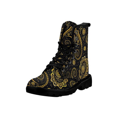 Image of Golden Paisley Background Ornemental Womens Lolita Boots