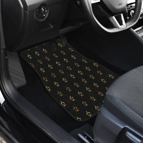 Image of Golden Pattern Of Stars Car Mats Back/Front, Floor Mats Set, Car Accessories