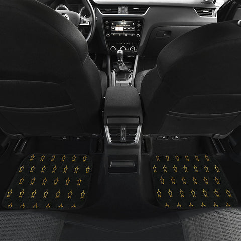 Image of Golden Pattern Of Stars Car Mats Back/Front, Floor Mats Set, Car Accessories
