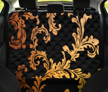 Golden Damask Pattern Car Seat Covers, Abstract Art Backseat Pet Protectors,