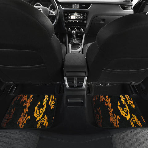 Image of Golden damask Pattern Car Mats Back/Front, Floor Mats Set, Car Accessories
