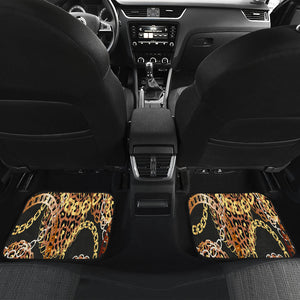 Golden leopard print Car Mats Back/Front, Floor Mats Set, Car Accessories