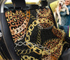 Golden Leopard Print Car Seat Covers, Abstract Art Backseat Pet Protectors,