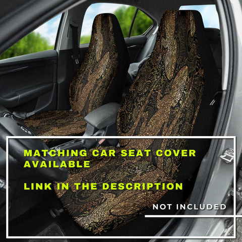Image of Brown Lizard Themed Car Back Seat Covers, Abstract Art Inspired Pet Protectors,