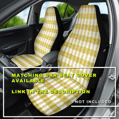 Image of Gold Plaid Pattern Car Back Seat Pet Covers, Abstract Art Seat Protectors,