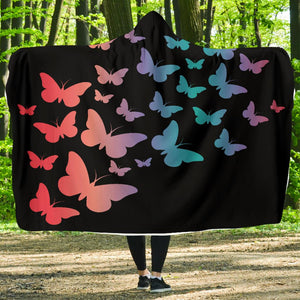 Gradient Butterfly Colorful Throw,Vibrant Pattern Hooded blanket,Blanket with Hood,Soft Blanket,Hippie Hooded Blanket,Sherpa Blanket