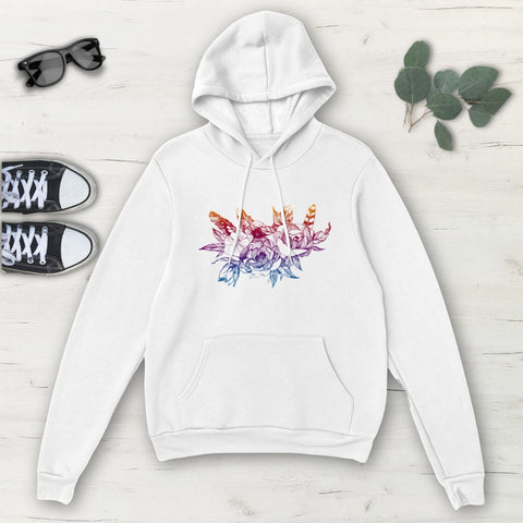 Image of Gradient Colorful Flower Multicolored Classic Unisex Pullover Hoodie, Mens,