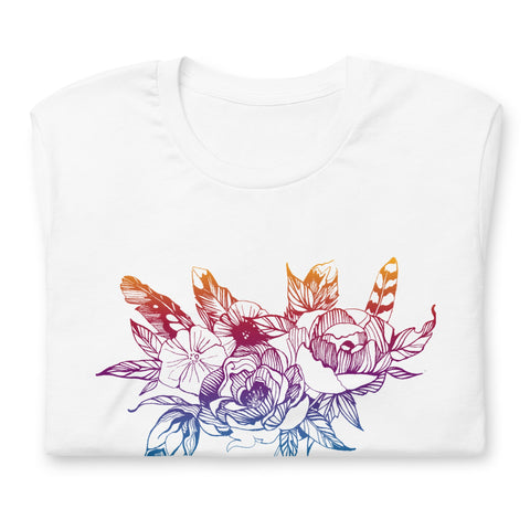 Image of Gradient Flowers Unisex T,Shirt, Mens, Womens, Short Sleeve Shirt, Graphic Tee,