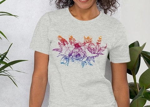 Image of Gradient Flowers Unisex T,Shirt, Mens, Womens, Short Sleeve Shirt, Graphic Tee,
