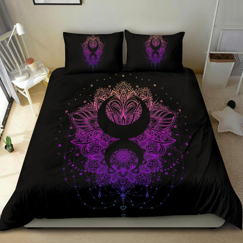 Image of Gradient Lotus Moon Mandala Comforter Cover, Doona Cover, Bed Room, Bedding Coverlet, Printed Duvet Cover, Twin Duvet Cover,Multi Colored