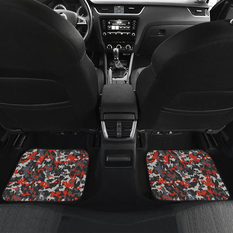 Image of Gray and red camouflage Car Mats Back/Front, Floor Mats Set, Car Accessories
