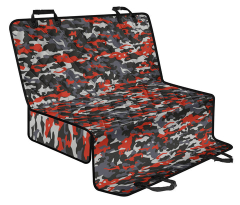 Image of Gray & Red Camouflage Car Backseat Covers, Abstract Art Seat Protectors, Durable