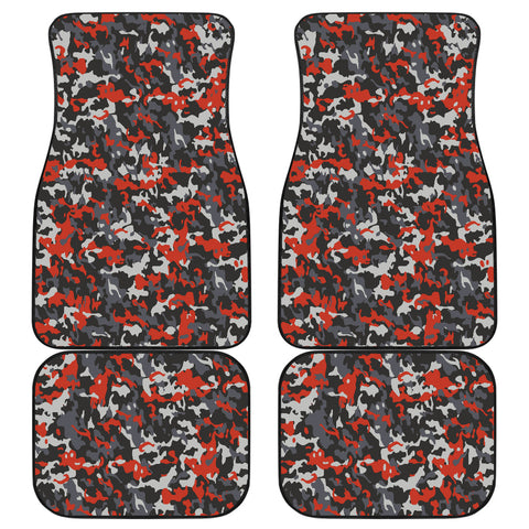 Image of Gray and red camouflage Car Mats Back/Front, Floor Mats Set, Car Accessories