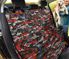 Gray & Red Camouflage Car Backseat Covers, Abstract Art Seat Protectors, Durable