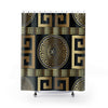 Greek Meander Black And Gold Shower Curtains, Water Proof Bath Decor | Spa |