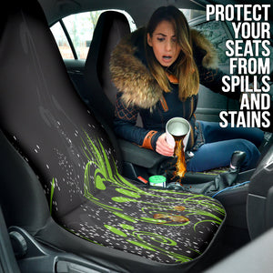 Abstract Floral Green Car Seat Covers, Artistic Front Seat Protectors,