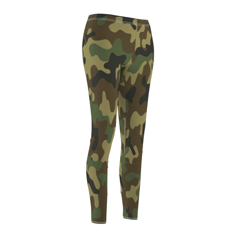 Image of Green Army Camouflage Multicolored Women's Cut & Sew Casual Leggings, Yoga