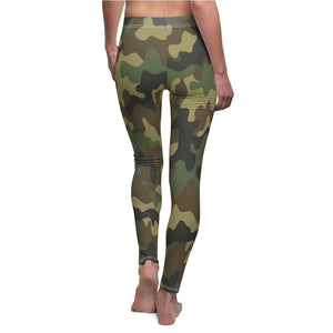 Green Army Camouflage Multicolored Women's Cut & Sew Casual Leggings, Yoga