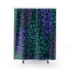 Green Blue Cheetah Multicolored Leopard Animal Print Shower Curtains, Water