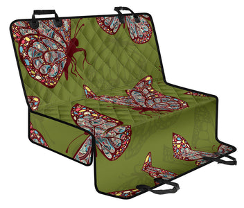 Green Bohemian Butterflies Car Seat Covers, Abstract Art Backseat Pet