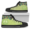 Green Colorful Paisley Peace Sign High Tops Sneaker,Spiritual,Multi Colored,High Quality,Handmade Crafted,Streetwear,All Star,Custom Shoes