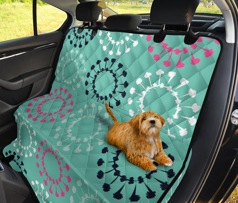 Image of Green Retro Boho Pattern Car Back Seat Covers, Ethnic Pet Protectors, Abstract